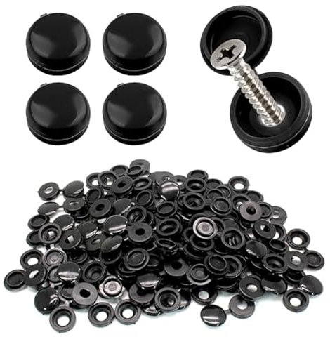 GHPKOTW 60 Pezzi Tappi Di Copertura Per Viti, Tappi Di Copertura Per Viti A Cerniera In Plastica, Tappi A Vite In Plastica Per Viti Numero 6, Per Mobili, Armadi, Scaffali, Nero (Nero)
