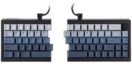 EPOMAKER Split65 QMK/VIA Programmierbare Gaming-Tastatur Kabellos, Ergonomische Mechanische Tastatur mit 2.4Ghz/Bluetooth/Type-C, im Split-Layout mit RGB-Backlight (Schwarz, Wisteria Linear)