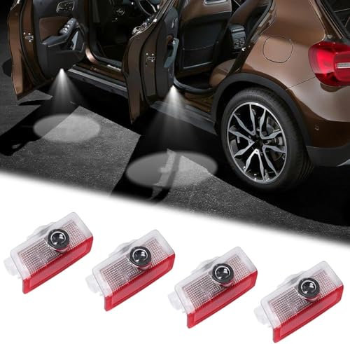 Lot de 4 lampes LED pour portière de voiture - Projecteur de logo - Compatible avec A B C E M GL GLA GLC GLE GLS W176 W246 W205 W212 W156