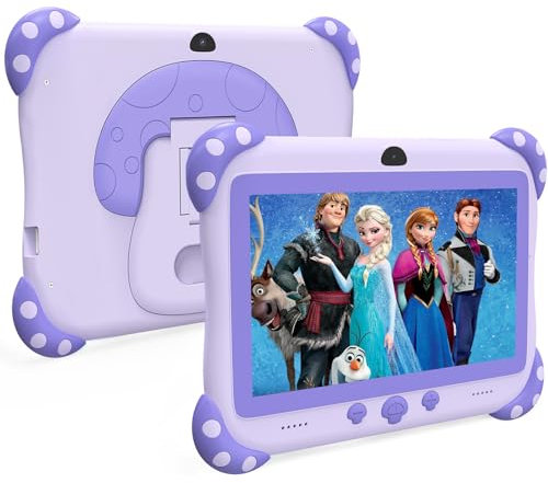 Ascrecem Kids Tablet Android 7 IN Toddler Tablet for Kids with WiFi Dual Camera Parental Control 32GB ROM 128G Expand Children's Tab with Children Software Educational Games Ages 3 to 7 Years (Purple)