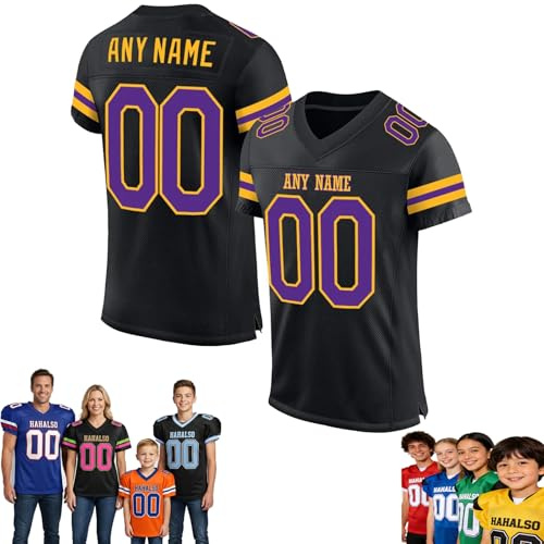 Football Trikot, Personalisiert American Football Spieltrikots mit Name Nummer Personalisierte Trikot T-Shirt für Training/Spiel/Individuelles Geschenk Kinder Erwachsene Junge Mädchen Herren Damen