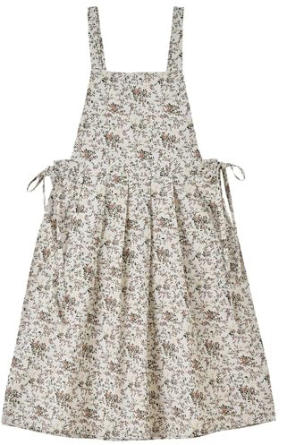 Vintage Schürzen für Frauen mit Taschen – Verstellbare Küchenschürze aus Baumwolle mit Blumendruck, wasserdichte Kochschürze für Erwachsene, Koch, Grillen, Reinigung, Zuhause, weiß, Refer to