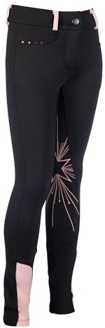 HKM Girl's Polly Silicone Full seat Riding Breeches, Black, 6/7 Years