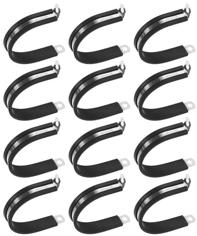 M METERXITY 12erPcs Kabelhalter 1-31/32 Zoll/50 mm 304 Edelstahl Gummi-Gepolstert Isolierte Kabelhalter R-Form Metallhalter Für Rohr/Kabel/Leitung/Schleifen-Installation