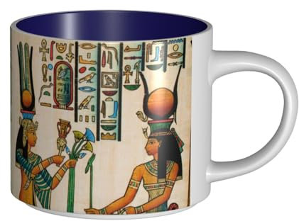 FZGGWYHL Donne nell'antico Egitto stampato grande capacità tazze in ceramica tazza di caffè