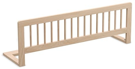 CADANI Kinder Bettgitter Baby Bettschutzgitter klappbarer Rausfallschutz aus Massivholz für Elternbett und Kinderbett Natur 115x40 cm