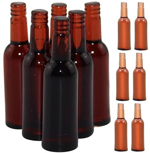 SUPVOX 12pcs Miniature Beer Bottles for Doll House Realistic Look and Decorative Effects, Brown Resin Small Drinks Bottles for Beer Festival Celebration and Kitchen Scene Party