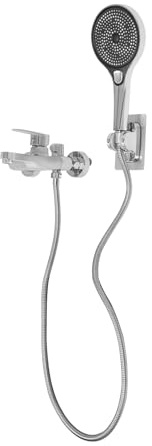 Badewannenarmatur Wannenarmatur mit Handbrause 3 Funktionen, Mischbatterie Badewanne Aufputz Wasserhahn Armatur, Duscharmatur Wandmontage 150mm Duschschlauch (Silber)