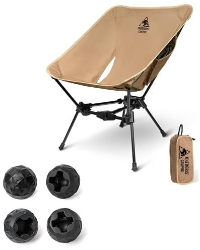 OneTigris TIGERBLADE Campingstuhl faltbar 150 kg(Kojote Braun) + 4 Stück Campingstuhlbeinkappe