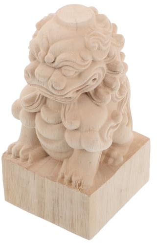 Wooden Lion Fence Top Finial for Garden Bridge Rail Posts | Unfinished Beige Wood, Can be Stained or Painted, Vintage Decor for Outdoor Railing Posts