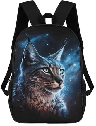 sinyumoney Galactic Lynx Portrait Leichter Rucksack Für Studenten – Ideal Für Reisen, Arbeit Und Den Täglichen Gebrauch 17inch