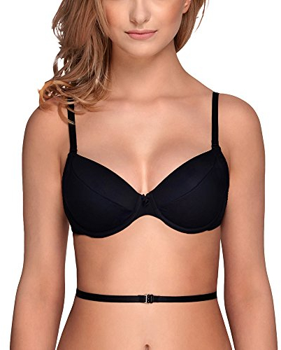 Vivisence Kate 1011 Sujetador Push-Up con Almohadillas Removibles para Mujeres Liso Tirantes Multiposición con Aros - Hecho En La UE, Negro,95C