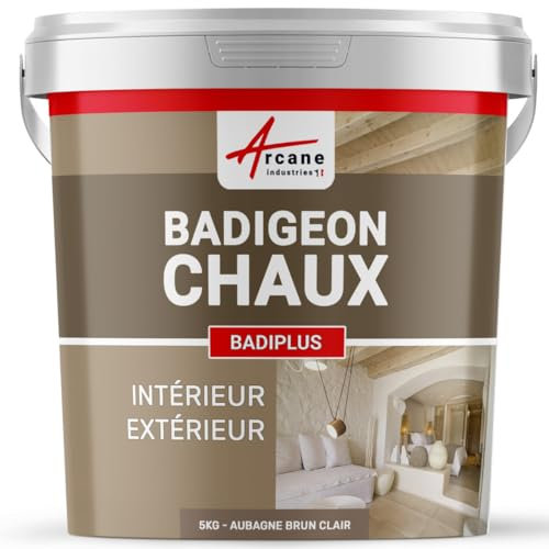 Badigeon à la chaux, décoration, intérieure et extérieur, maison : Badiplus - 5 kg (jusqu'à 25 m²) Aubagne - Brun Clair - ARCANE INDUSTRIES