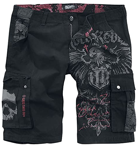 Rock Rebel by EMP Herren Schwarze Shorts mit rockigem Print 4XL