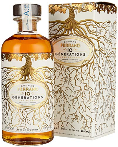 COGNAC FERRAND - 10 Générations - Cognac - 46% Alcool - Origine : France/Poitou-Charentes - Notes de fruits confits & noix - 50 cl