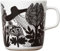 Marimekko - Siirtolapuutarha - Oiva - Becher/Henkelbecher/Kaffeetasse - 0,4 l - weiß/schwarz/orange