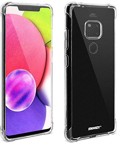 Moozy Coque Silicone Transparente pour Huawei Mate 20 - Anti Choc Crystal Clear Case Cover Étui de Flexible Souple TPU