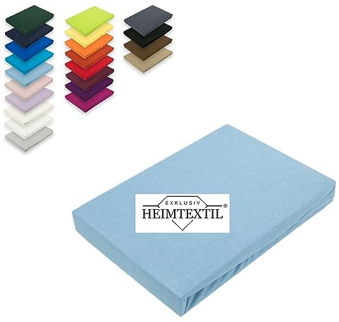 EXKLUSIV HEIMTEXTIL Marke Jersey Spannbettlaken 90-100 x 200 cm 100% Baumwolle Öko - Tex Zertifiziert, Markenqualität, Matratzenhöhe bis 25 cm, Hellblau