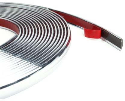 TrAdE Shop Traesio Profilo Cromato Fascia Adesiva Adesivo Auto Camper 15 Metri 15 mm Impermeabile