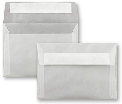 100x Briefumschläge Transparent-Weiß DIN C6 Format 11,4 x 16,2 cm - Haftklebung - Kuverts ohne Fenster - Weihnachten, Grußkarten & Einladungen - Für A6 & A4 Papier