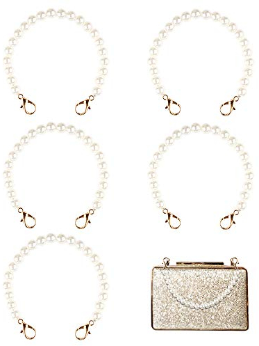 Aipaide 5 Stück Handtasche Geldbörse Ersatz Ketten Perlen Handtaschenriemen Trageriemen für Taschen Kette,25cm Schulterriemen Taschenkette Ersatz für Damen Tasche Geldbörse