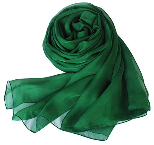 LoveSilk Luxus Damen Georgette Seidentuch 100% Seiden-schals Stola Halstücher Jadegrün Maße 78.7 x 53 / 200cm x 135cm