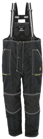 RefrigiWear Men's ErgoForce Waterproof Insulated Low Bib Overalls, Black - 2X-Large
