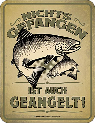 Deko Blechschild als Geschenk für Angler - Nichts gefangen ist auch geangelt