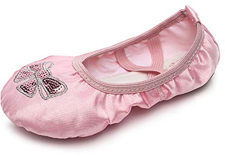 RUYBOZRY Ballerine in Morbido Raso con Suola Divisa in Cuoio per Bambine e Donne,Modello-TJ-DMXHX,Rosa,30 EU