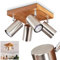 Deckenleuchte Zuoz, Deckenlampe aus Metall in Nickel matt und Holz, Vintage/Retro Look Zimmerlampe, Leuchtenköpfe sind dreh- und schwenkbar, 4 x GU10,ohne Leuchtmittel