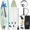 GOPLUS 320/335x76x15cm Stand Up Paddling Board, Aufblasbares SUP Board, Paddelboard mit Pumpe & Ausziehbarer Paddel & Fuß-Zugseil, 3 Finne, inkl. Rucksack & Reparaturset (Grün, 320x76x15CM)
