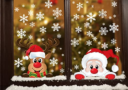 Trabig 152PCS Weihnachten Fenster Aufkleber, Wandaufkleber Diy Schneeflocken Fenster Decal Home Decoration Removable Wallpaper Hängen Ball für Schaufenster, Vitrinen, Glasfronten