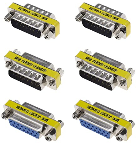 YINETTECH 6PCS DB15 Adapter 15 Pin 2-reihig Stecker auf Stecker Buchse auf Buchse Stecker auf Buchse Serielles Kabel Gender Changer Port DSUB Koppler DSUB-RS232-D15 Kabelkonverter Port Adapter