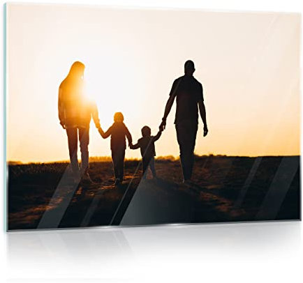 WallArena Votre photo sur verre 80 x 60 cm - Image en verre de votre propre photo murale avec motif souhaité Impression d'art personnalisée Cadeau d'anniversaire personnalisé Mariage Hommes Femmes