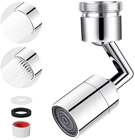Ainiv 720° Schwenkbarer Wasserhahnbelüfter Mit Spritzfilter, 2 Sprühfunktionen Verstellbarer Wassersparender Aufsatz Aus ABS für M22/24 Wasserhahn in Küche Und Bad