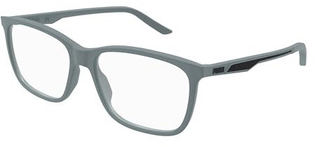PUMA Brille mit Sehstärke für Unisex optional mit Sonnenbrillentönung oder Blaulichtfilter, Rechteckig/Quadratisch, gefertigt im Spritzgussverfahren (inklusive Brillenetui)
