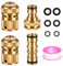 CoKeeSun 4 Pcs Brass Hose Connector Set 2 Hose 1/2 End Quick Connectors, 1 Double Male Connector, 1 Hose Tap Connector with Waterproof Tape and Washers for Garden Hose Pipe