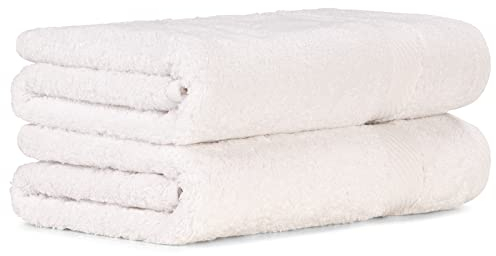Luckytowel Handtücher Set 50x100 cm 100% Baumwolle, Handtuch-Set 2er Pack Weiß