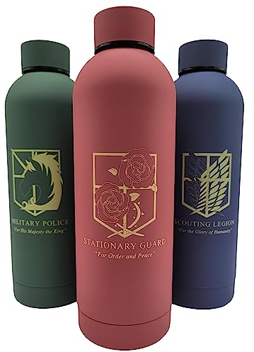 Edelstahl Wasser Trinkflasche [500ml] | Kaffee & Tee Thermosflasche 24h kalt, 13h heiß | Vakuum Isolation für Kohlensäure geeignet & Auslaufsicher | (Stationary Guard, Rot)