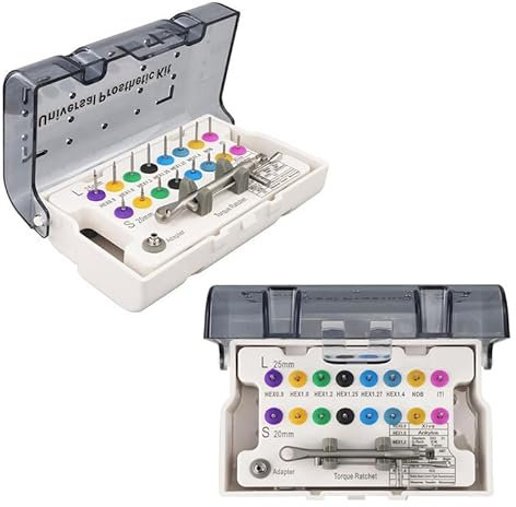 ORILAO Colorful Universal Prosthetic Kit 10-70N Torque Ratchet Implant Repair Tools with 16Pcs Screw Drivers
