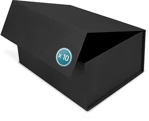 Verpackungswelt Geschenk-Box Mit Deckel | 45 x 35 x 20 cm (10er Pack) | Karton Mit Magnet-Verschluss | Perfekt für Geburtstag, Hochzeit, Weihnachten, Geburt | Verpackung in Schwarz
