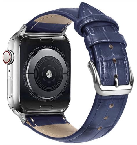 Narako Compatible with Apple Watch Bands 49mm 46mm 45mm 44mm 42mm 41mm 40mm 38mm Alligator Leather Replacement Strap for iWatch Series 11/10/9/8/7/6/5/4/3 Ultra/SE 3/2/1 Unisex (Navy)