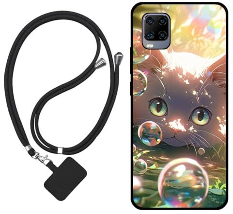 Sunrive Coque Compatible avec ZTE Smartphone AXON 11 5G,TPU Étui Housse Protecteur Souple Gel Mat Back Cover Mignon Motifs Antichoc Case(Bulles Chat)+1x Universelle Dragonne