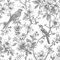 CHDITB Vintage Hummingbird Floral Wallpaper - Self Adhesive Wall Stickers (44x300cm) - Gray Vinyl for Bedroom Living Room Decoration