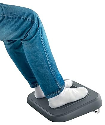 Leitz Ergo Adjustable Desk Foot Rest, 80% Post-Consumer Recycled Plastic & 100% Recyclable, Three Height Settings, Improves Posture & Blood Circulation, Ergo Range, Dark Grey, 65460089