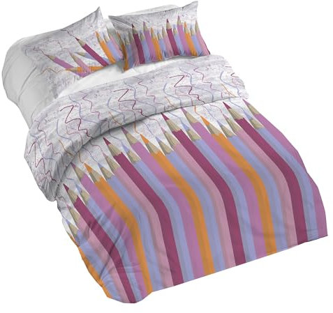 PENSIERI DELICATI Parure Copripiumino Matrimoniale 100% Cotone, Completo di Sacco 250x200cm e 2 Federe 52x82cm, Made in Italy, Copripiumino Lavabile In Lavatrice A 40°, Fantasia Matitoni Rosa