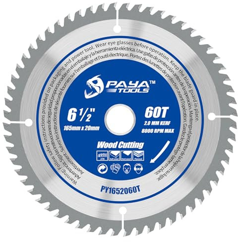 PAYA TCT Kreissägeblatt Ø 165 mm x 20 mm 60 Zähne Kreissäge Zubehör Sägen Heimwerken Schneiden Brennholz Für Paletten, Holz etc. PY1652060T
