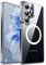 CANSHN Coque Magnétique pour Samsung Galaxy S25 Ultra(6,9 Pouces), [Protection Complète de l'appareil Photo] Housse Fond Mat Translucide,Transparent
