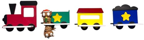 PsGreen Zug-4er-Set oder Erweiterung kompatibel für Toniefiguren, Tonieregal Toniebox Tonie Erweiterung - Erweiterungsregal - Kinderzimmer -Zug - Lokomotive - Waggon (Mehrfarbig-Bunt, Zug-4er-Set)