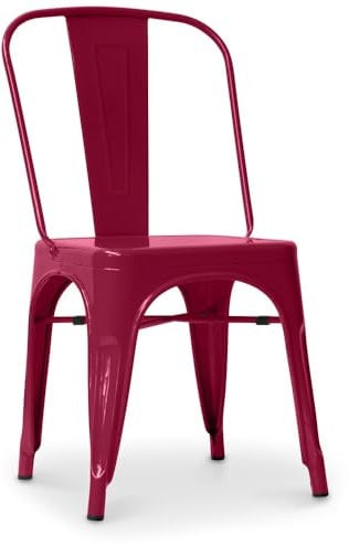 Iconik Interior Industrial Style Chaise en Acier de Salle à Manger - Design Industriel - Nouvelle édition - Stylix Fuchsia